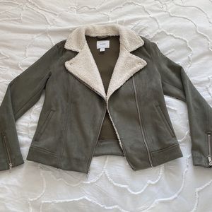 Old Navy Green Suede Moto Jacket